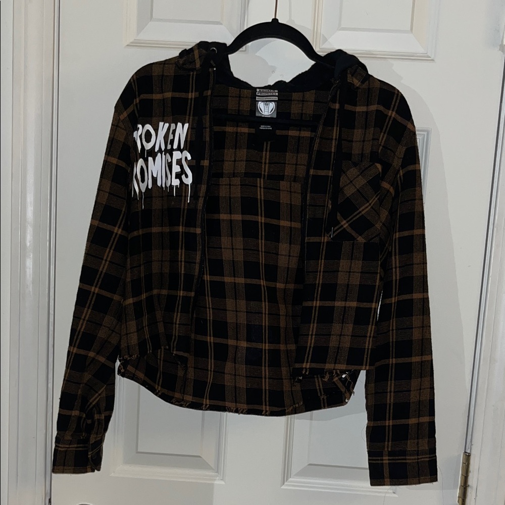 Plaid Black and Brown Women's Hoodie